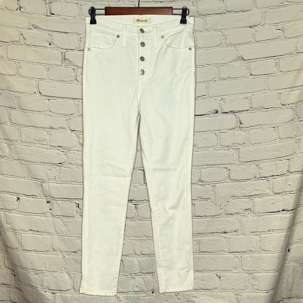 Madewell White Button-Fly 10” High-Rise Skinny Crop Jeans Size 27
